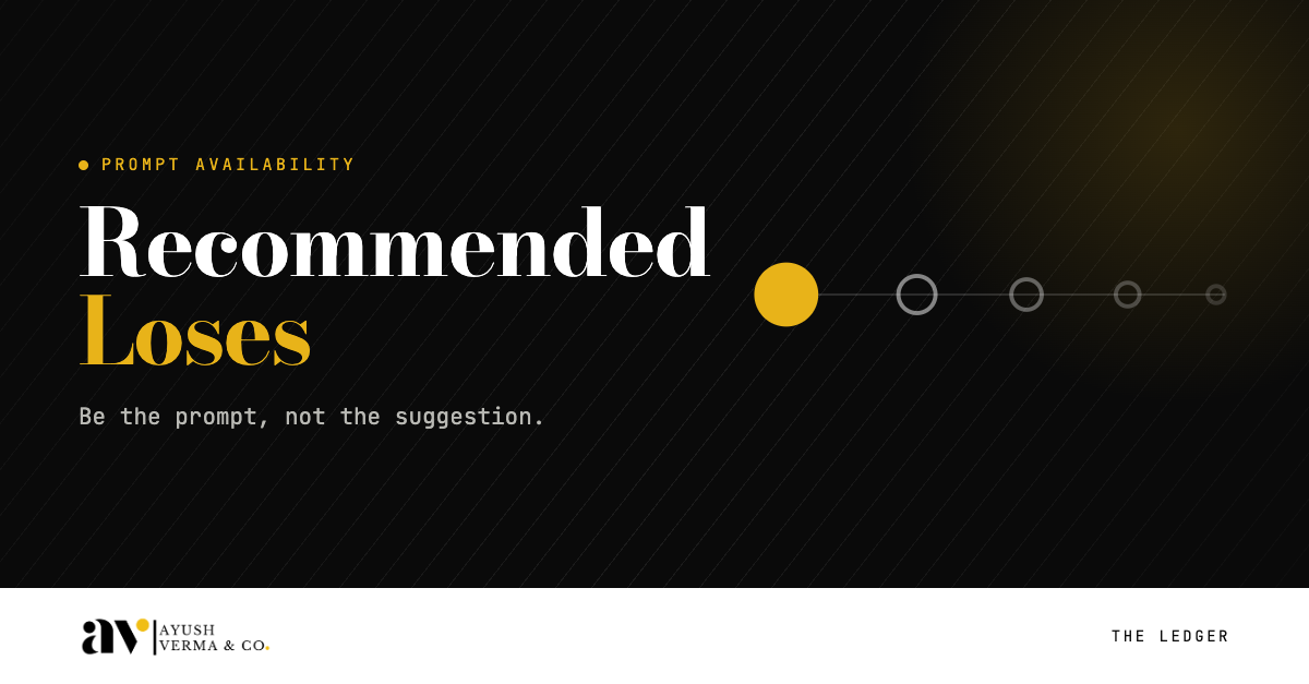 Prompt availability, and why being recommended is the losing position by Ayush Verma